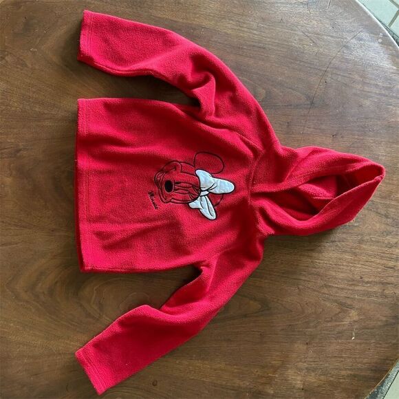 Disney Other - Disney Girls Minnie Mouse Red Hooded Sweatshirt Size 5 Pullover Casual